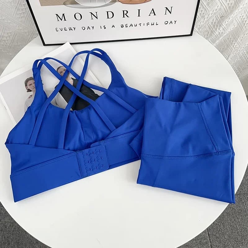 High-End Buckle Yoga Set – Seksowny Zestaw Sportowy Bra + Hip-Lift Legginsy